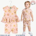 Disney Winnie the Pooh Toddler Girls 2-Pc Ruffle Set | Peach Ribbed Cotton | 12-24 Months (B10)