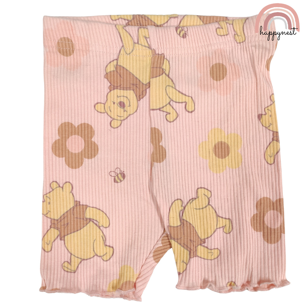 Disney Winnie the Pooh Toddler Girls 2-Pc Ruffle Set | Peach Ribbed Cotton | 12-24 Months (B10)