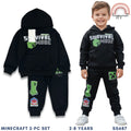 Minecraft Boys 2-Pc Gaming Hoodie & Joggers Set | Survival Mode Black Tracksuit | 2-8 Years (SS687)