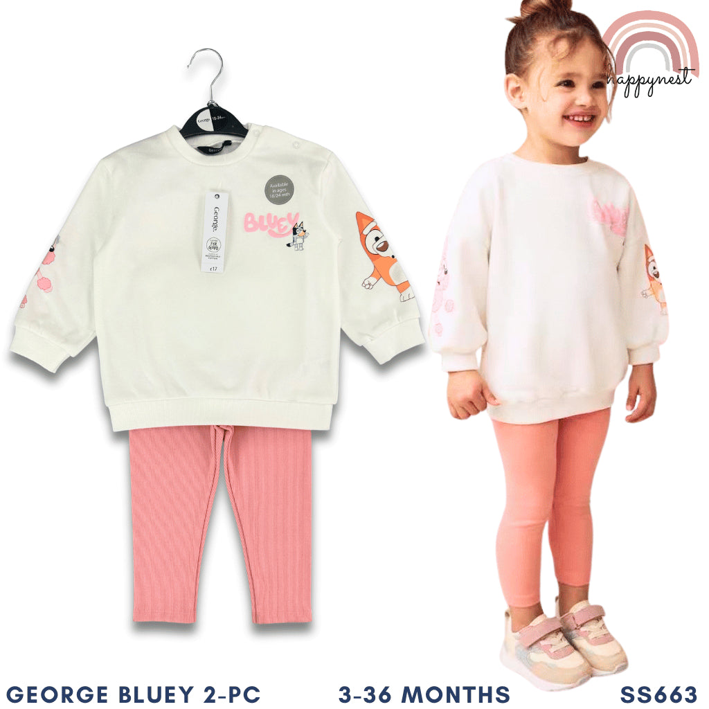 George Bluey Baby Girl Sweatshirt & Ribbed Leggings Set 3-36 Months Outfit SS663