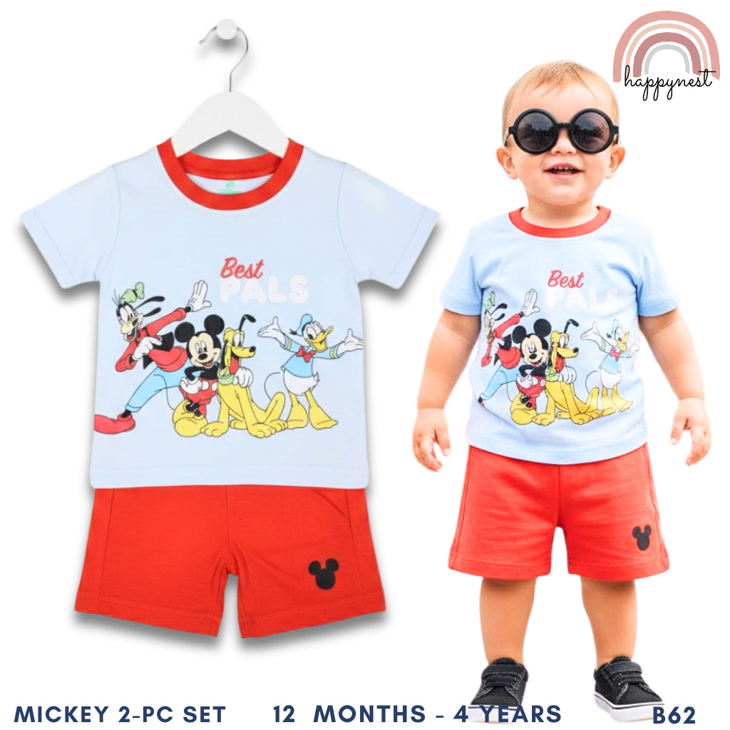 Mickey & Friends "Best Pals" 2-Pc Set | Soft Tee & Shorts (B62) 12 Months - 4 Years