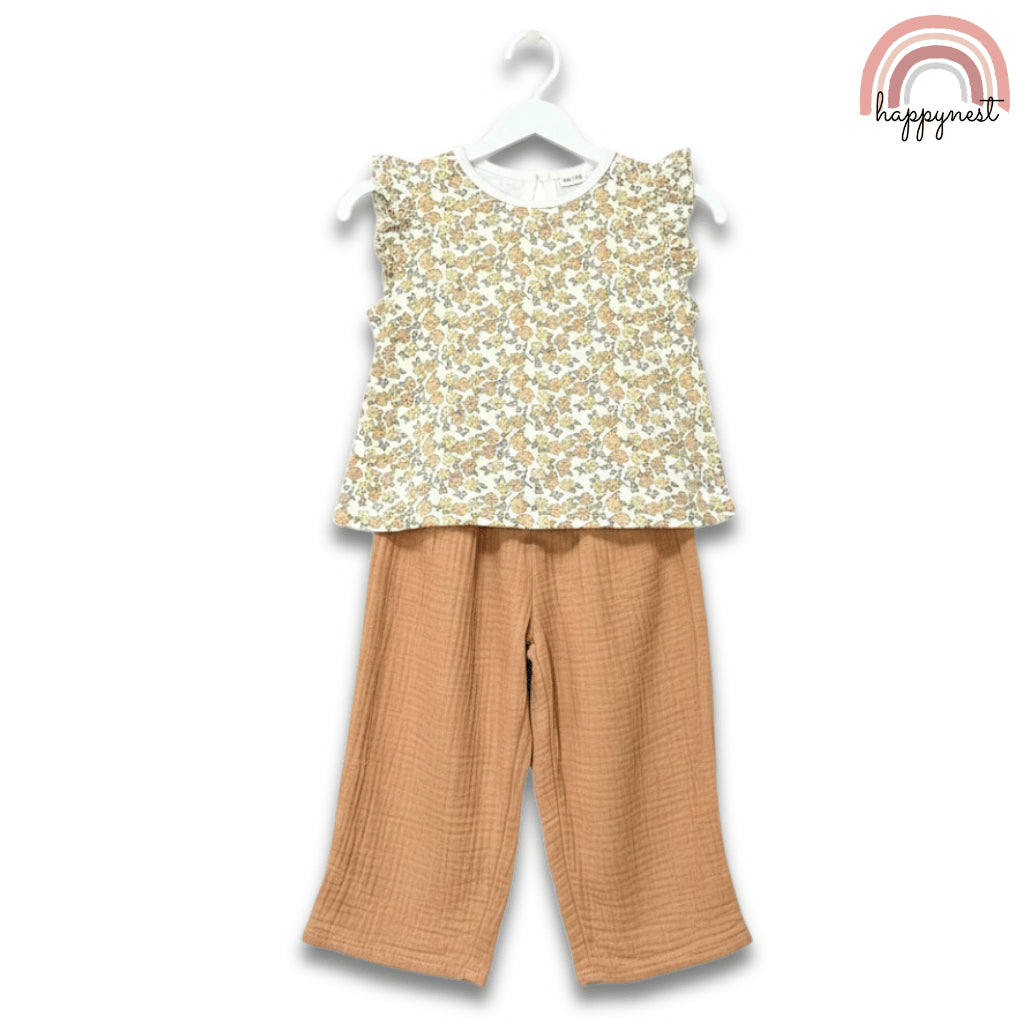 Rabbit Bear Floral Garden 2-PC Ruffle Tee & Pants (AA497) | 2-6Y