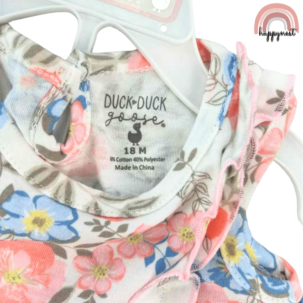 Floral 3-Piece Baby Set: Cute Dress, Bloomer & Reversible Sun Hat 6–24M – AA254