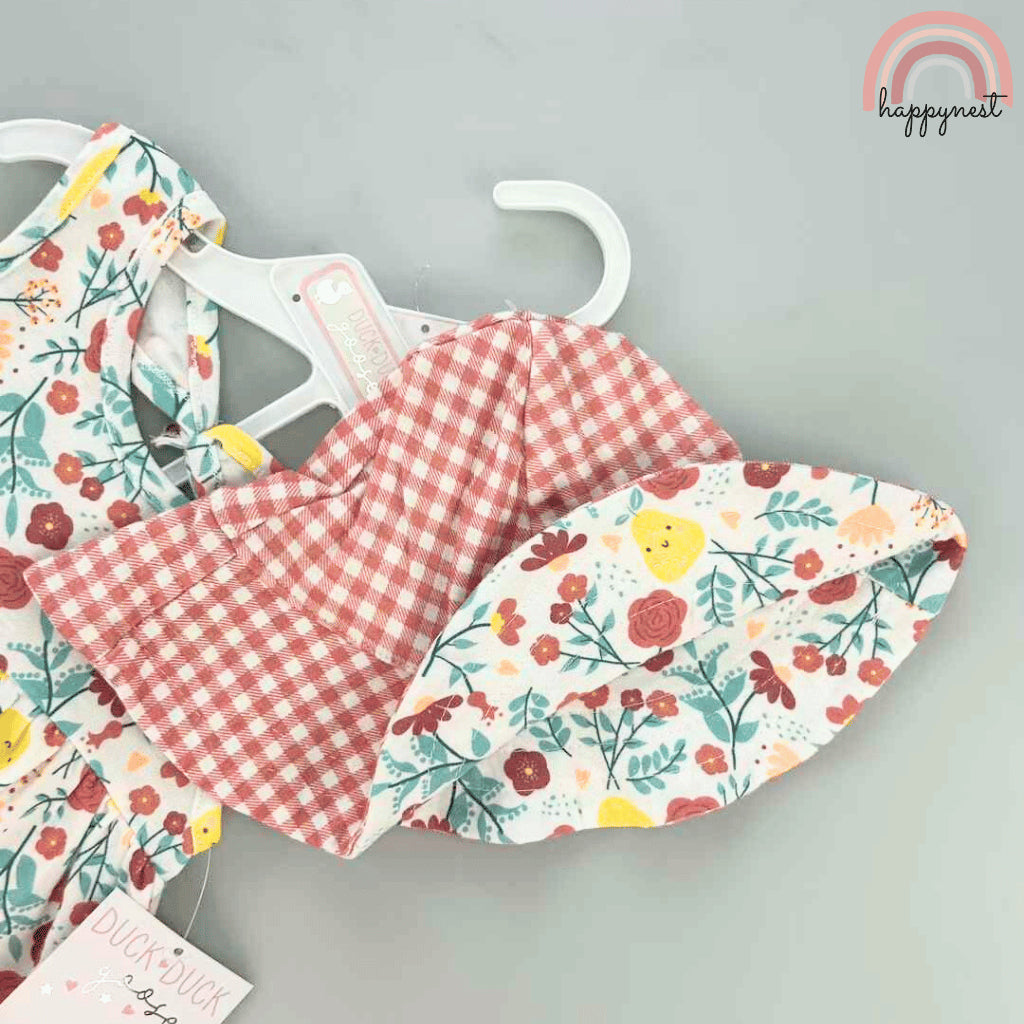 Floral 3-Piece Baby Set with Reversible Hat & Bloomer, 6–24 Months – AA255