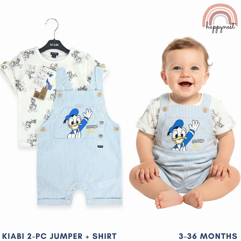 Donald Duck Baby 2-Piece Jumper Overalls + Shirt Outfit Set | 3–36M (AA357)