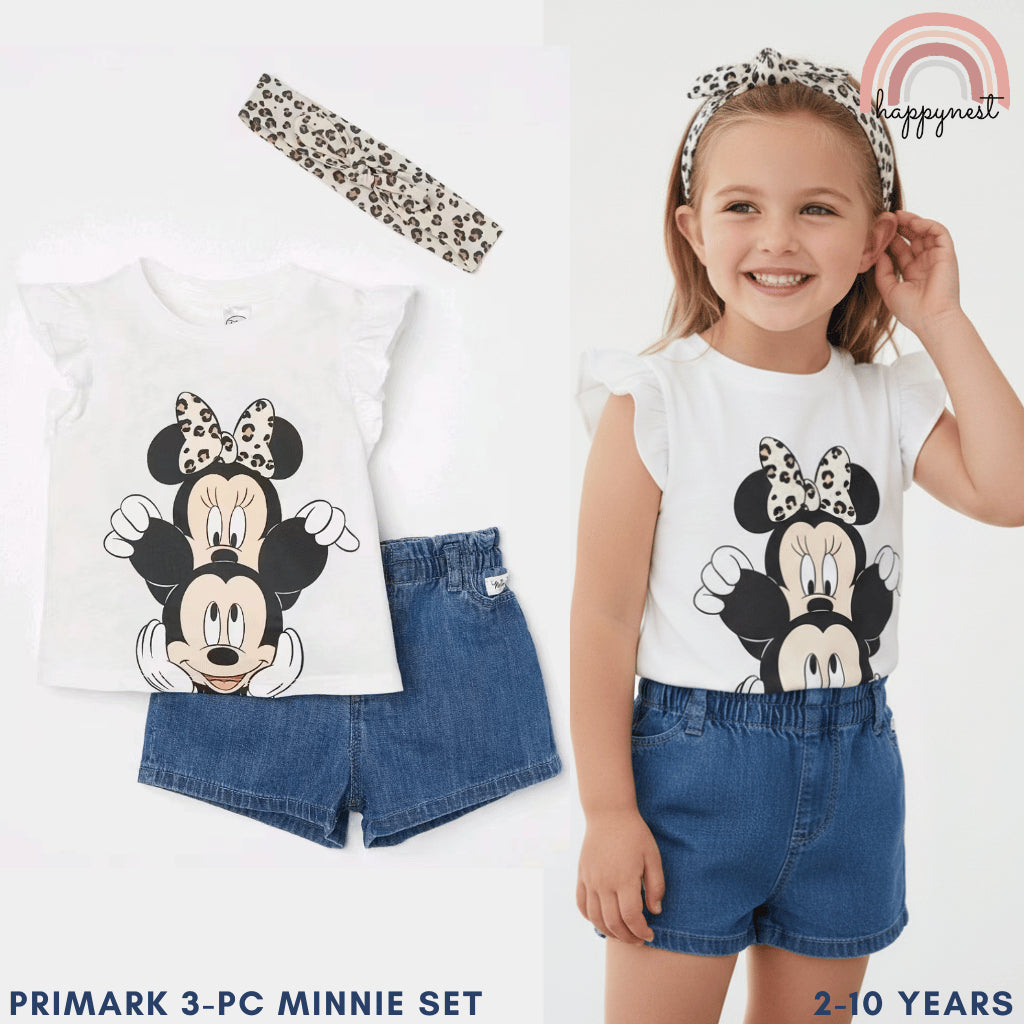 Minnie Shirt Denim Shorts Set 3-Piece Set for Girls 2-8 Years AA176