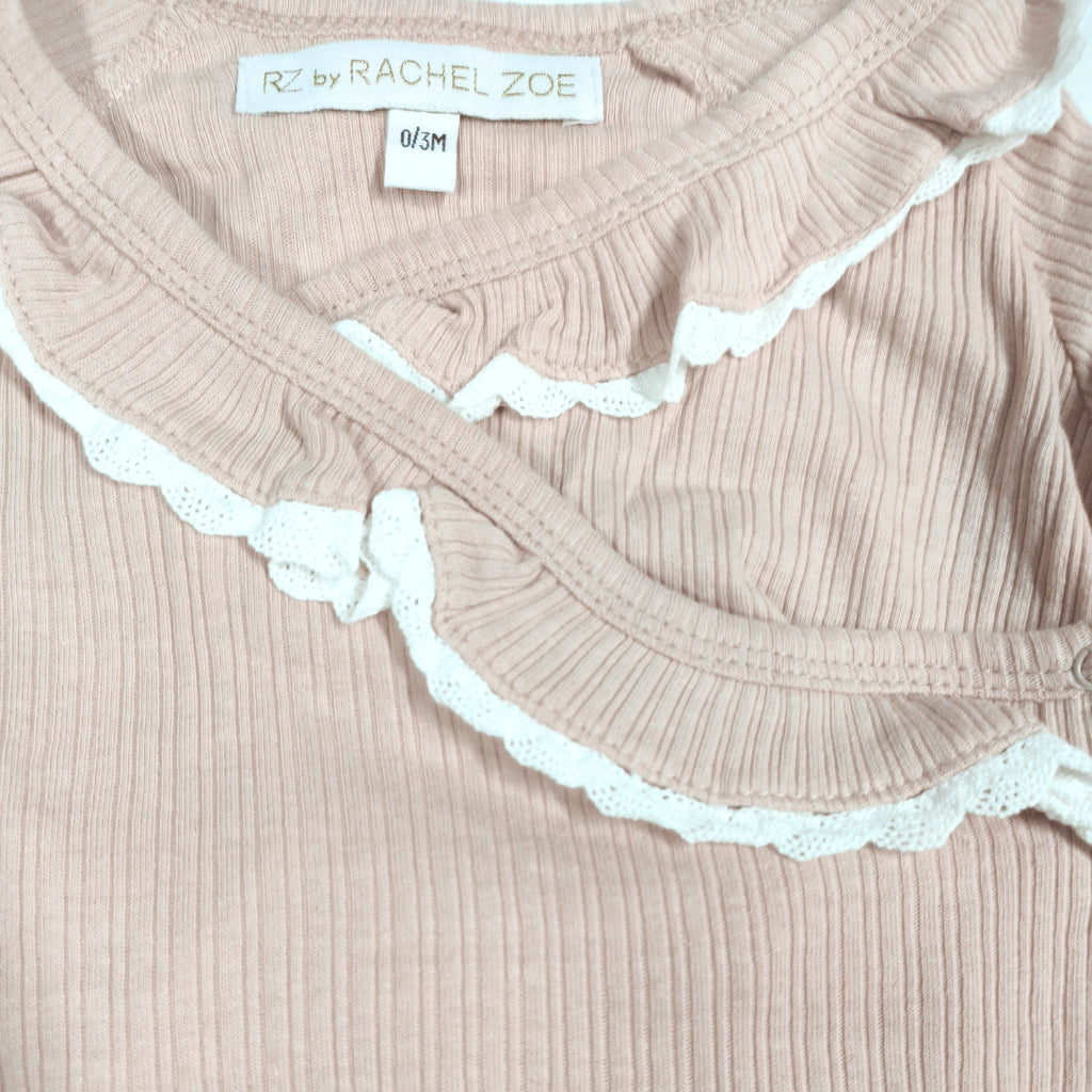 Baby Girl Overall Onesies Ruffle Ribbed Kimono Top & Pants Set 3-9M AA389