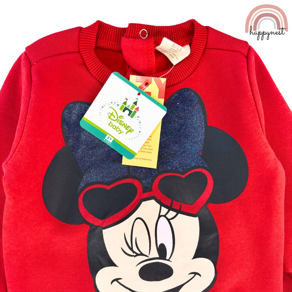 Minnie Baby OOTD Set Red Glitter Bow Sweater Jogger Pants 9-36 Months SS609