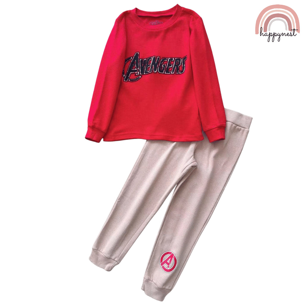 Marvel Avengers Beige Hoodie & Pants 3-Pc Set for Boys 2-8Y SS642