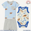Tedmimak Baby Boy 3-Piece Blue Dino Print 0-18 Months AA271