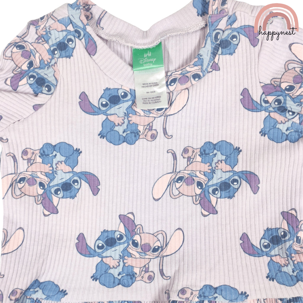 Disney Stitch & Angel Toddler Girls 2-Pc Ruffle Top & Shorts Set | Ribbed Cotton | 12-24 Months (B9)