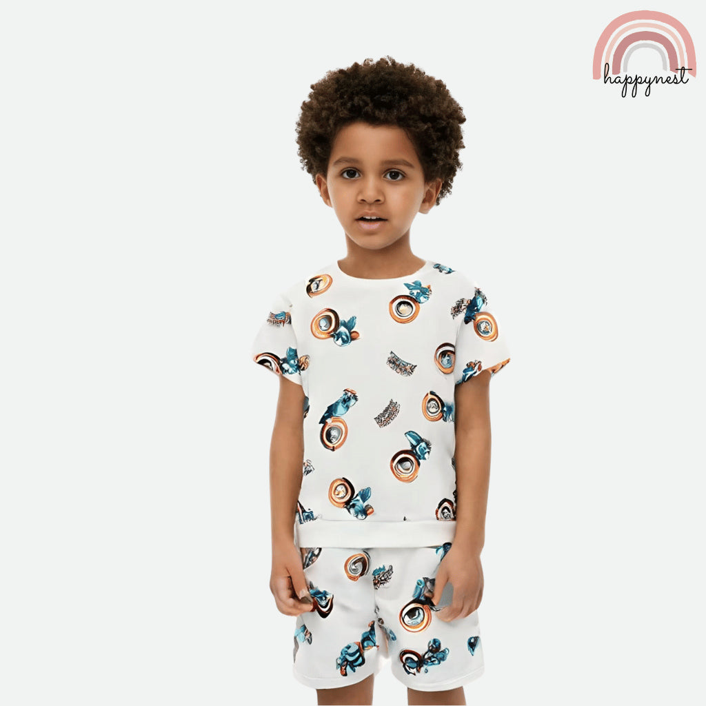 Marvel Captain America Boys 2-Pc T-Shirt & Shorts Set | Heroic All-Over Print | 2-10 Years (AA485)