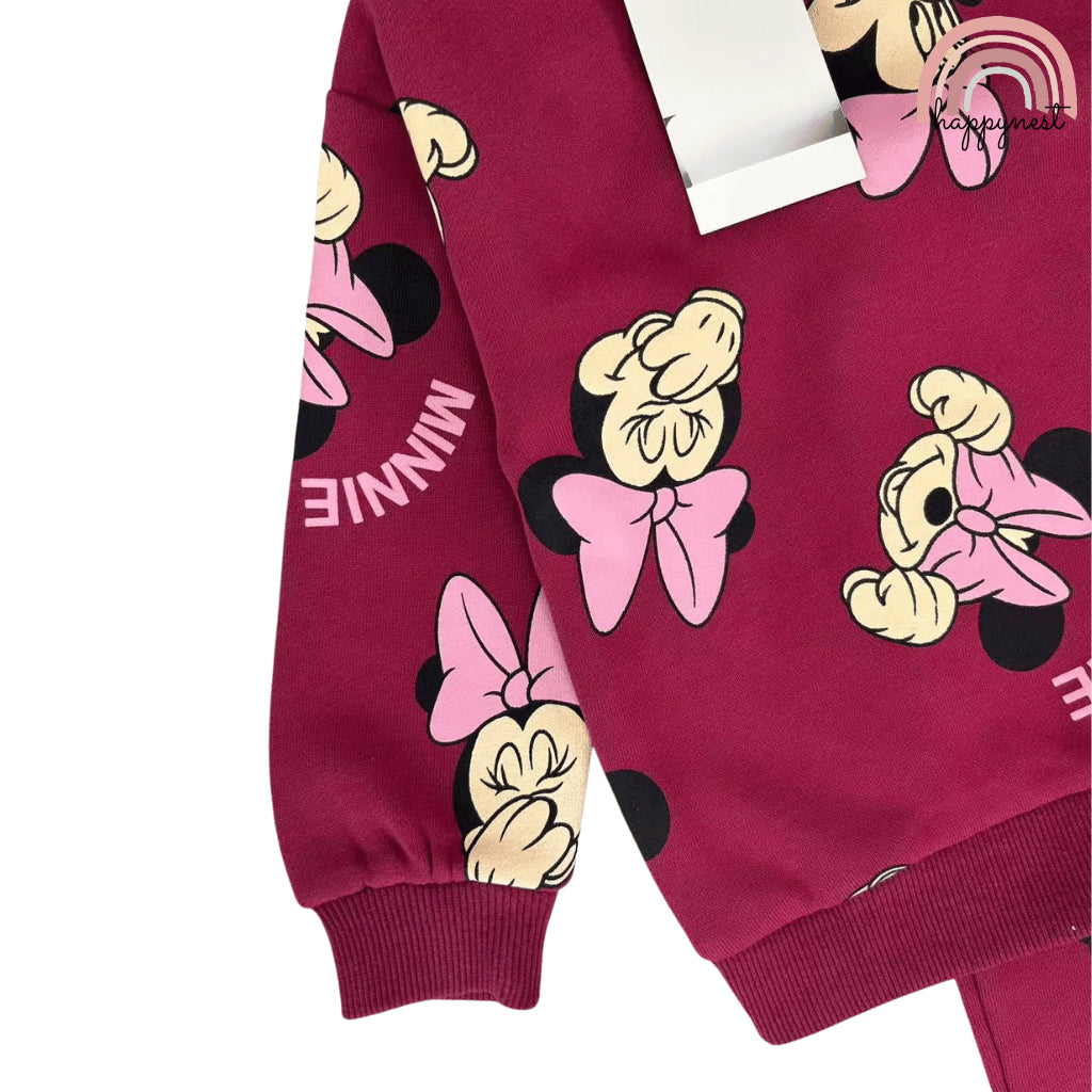 Minnie Girls 2-Pc Pullover & Jogger Set | Maroon Minnie Print | 2-8 Years (SS683)