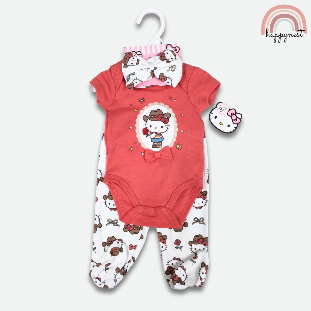 Hello Kitty 3-Pc Baby Girl Set | Red & White Baby Outfit | Newborn - 9 Months | B66