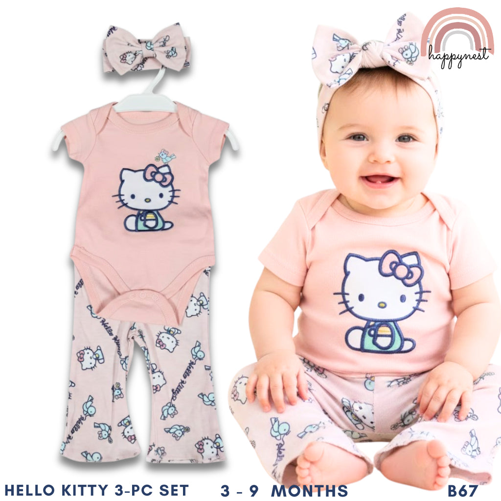 Hello Kitty 3-Pc Pink Flare Set | Bird & Bow Theme | 3-9 Months | B67