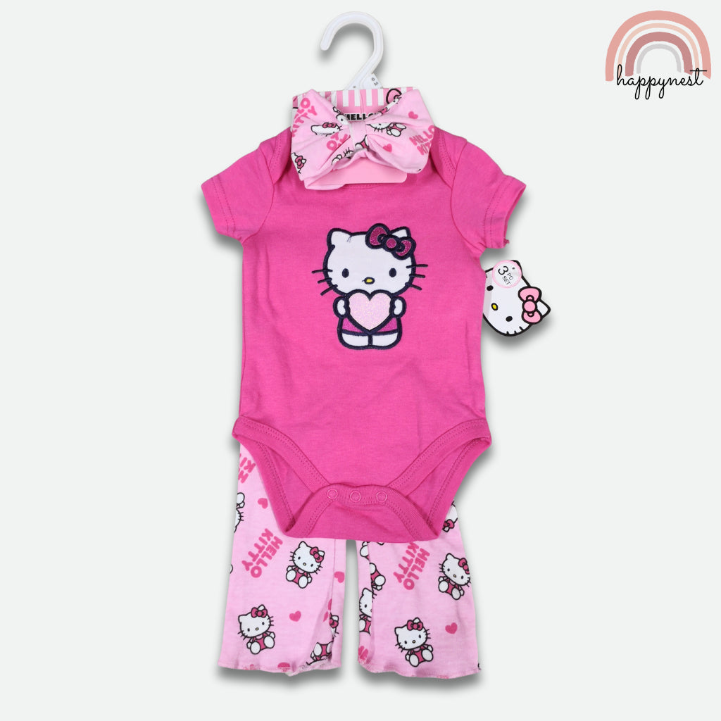 Hello Kitty 3-Pc Pink Heart Set | Comfy Lounge Outfit | 6-9 Months | B69