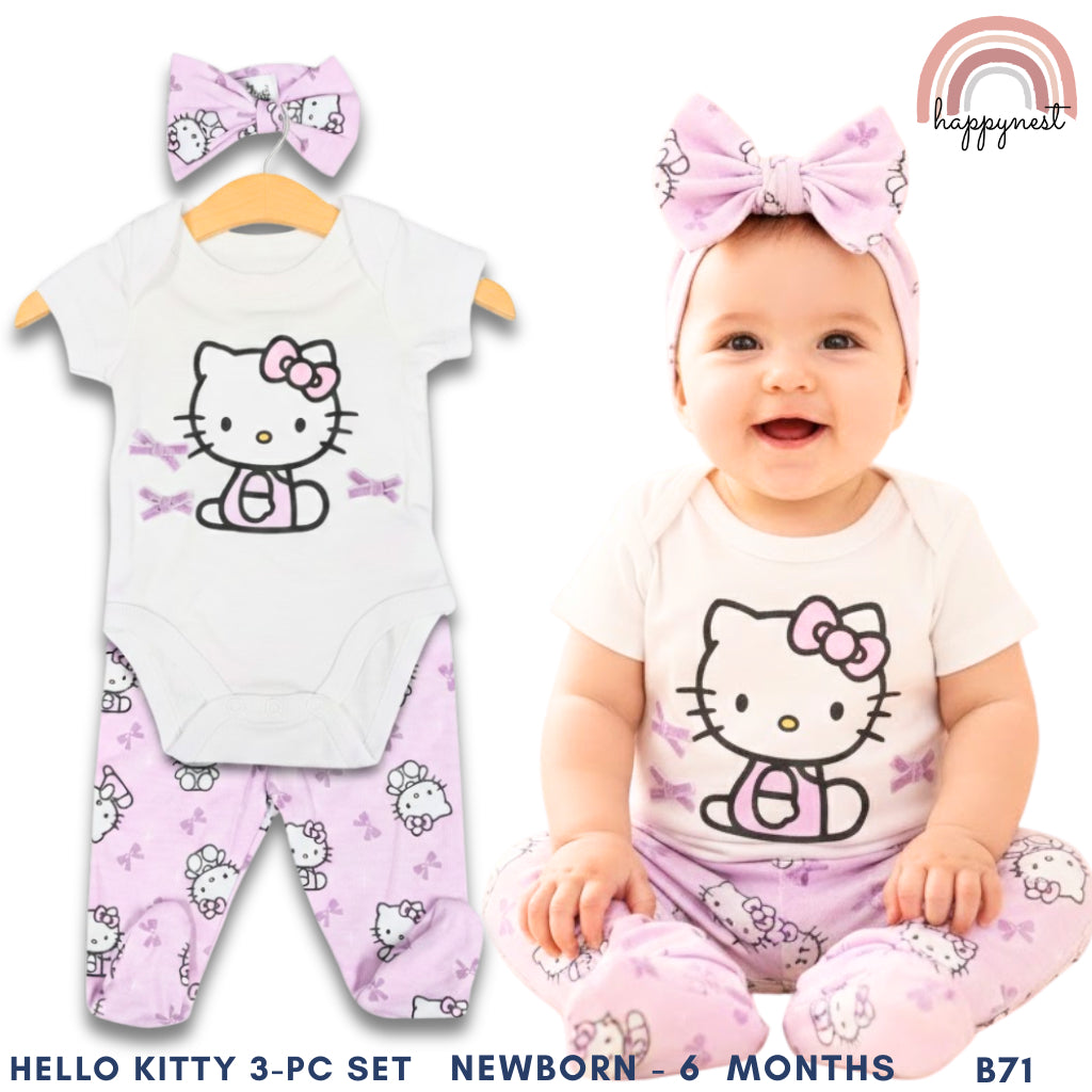 Hello Kitty Baby Girl 3-Pc Lavender Bow Set | Newborn - 6 Months | B71