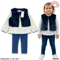Primark Girls 3-Pc Set | Faux Fur Vest, Striped Tee & Leggings | 0-36M (SS674)