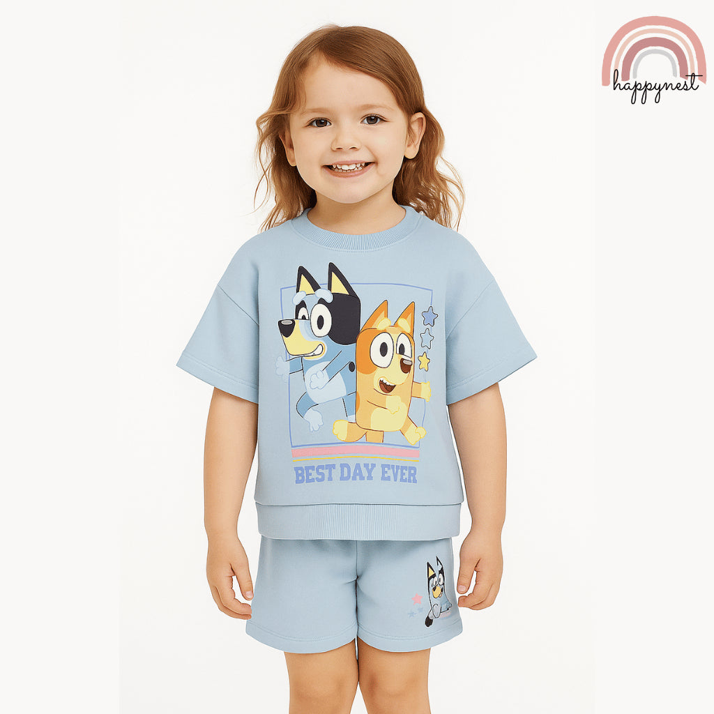 Bluey Outfit OOTD– Shirt & Shorts Set | Overruns Quality | 2–8 Years (AA299)