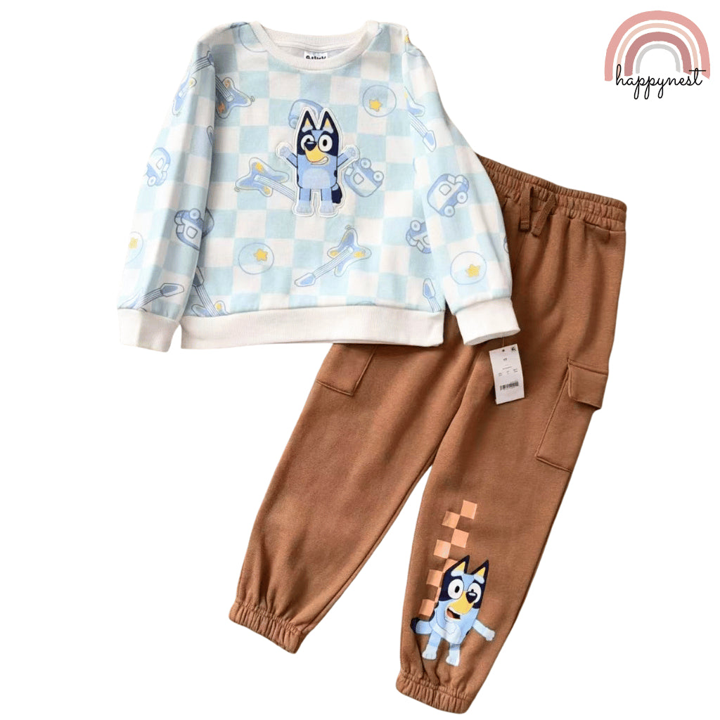 Bluey Checkerboard Sweatshirt & Jogger Set for Boys (12M–5Y) | SS562
