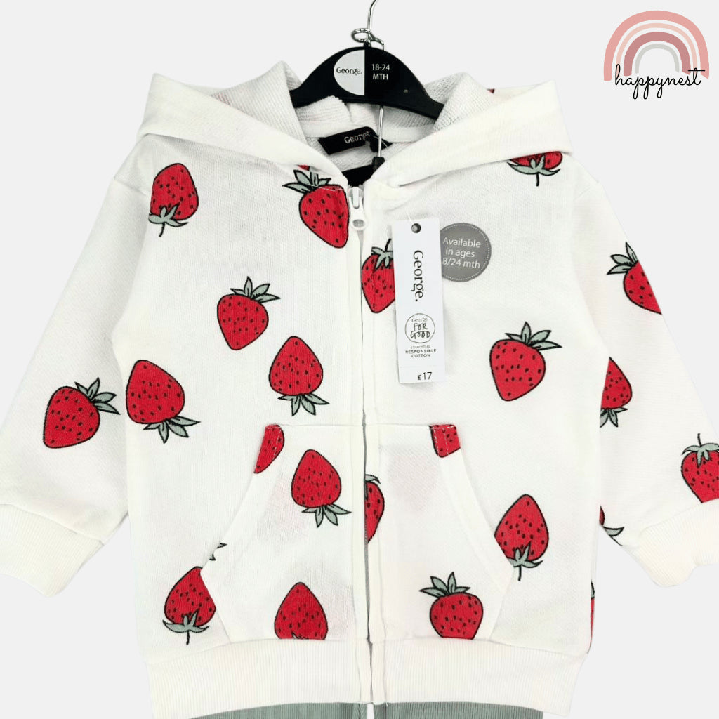 George 2-Piece Strawberry Zip Hoodie & Mint Jogger Baby Set (3–36 Months) | SS550