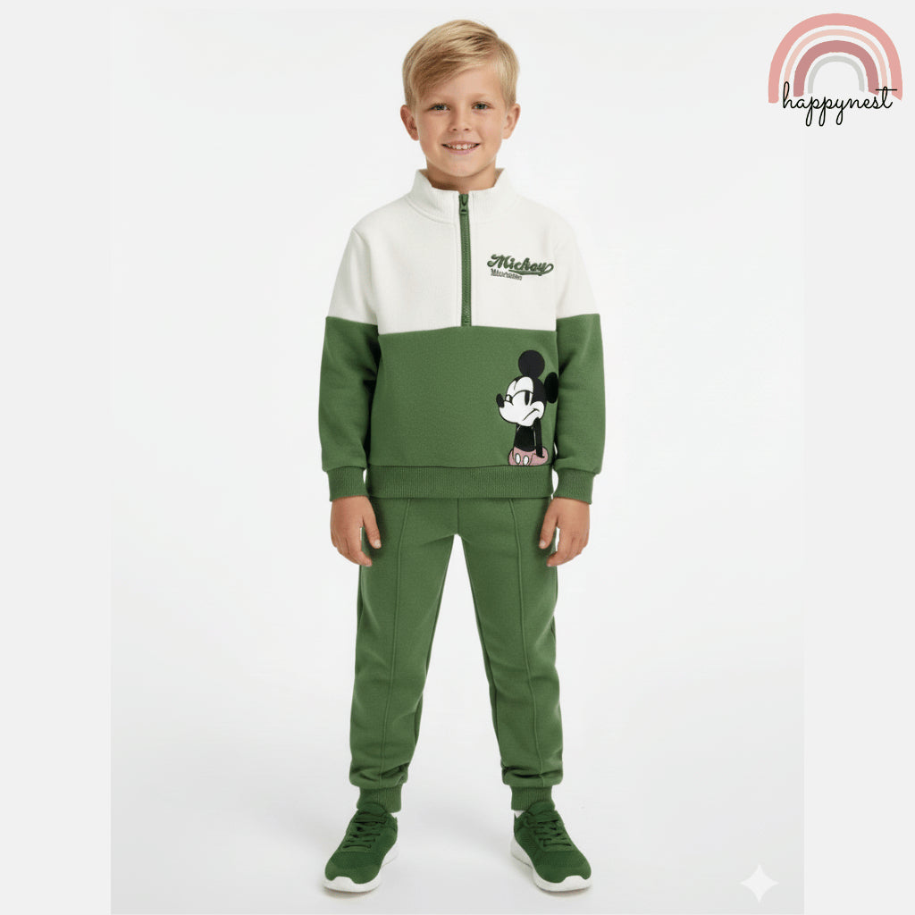 Mickey Tracksuit Hoodie Coord OOTD Green Set for Boys Children's Clothing SS260 2-8 Years Old