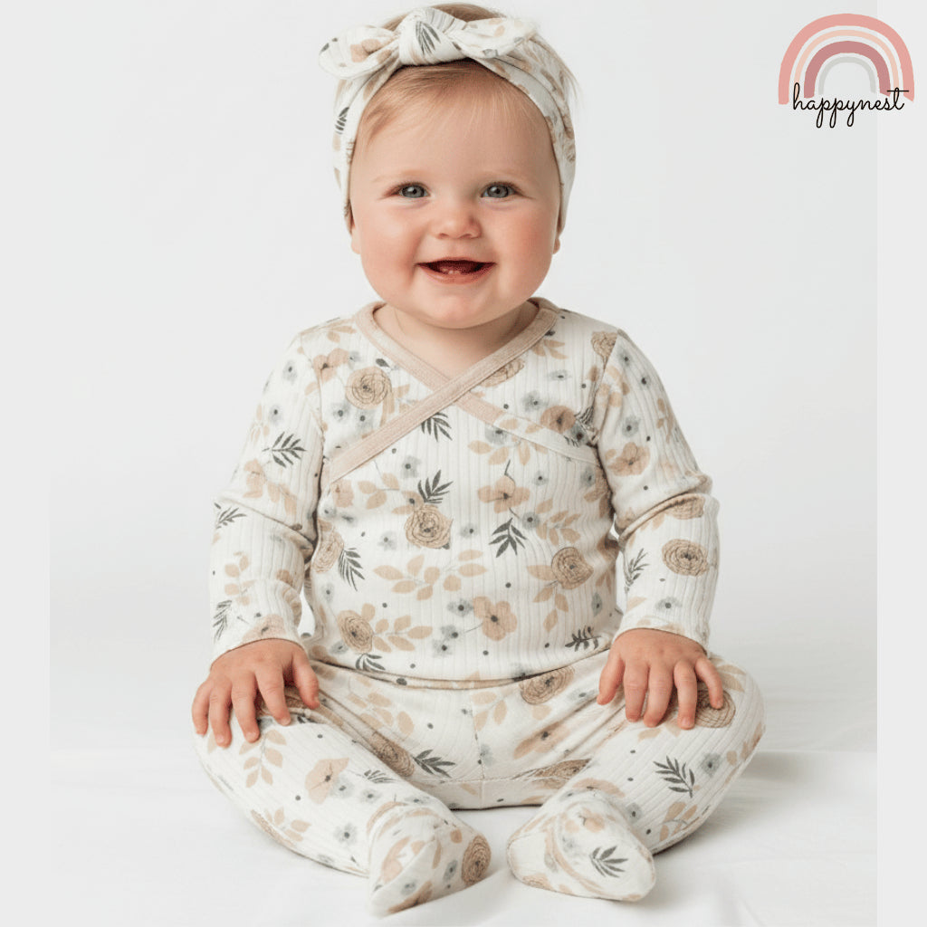 Rachel Zoe Floral Kimono Footie Set for Baby Girls 3-9M AA388