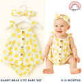 Baby Girl Clothes 3-Piece Set Lemon Print Dress Bloomers Headband 0-12 Months AA317