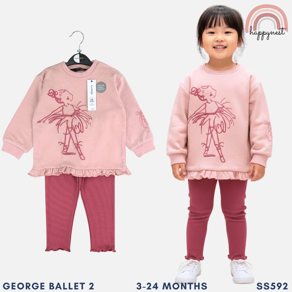 George Ballerina Girl Terno Set Ruffle Pullover (3-36M) | SS592
