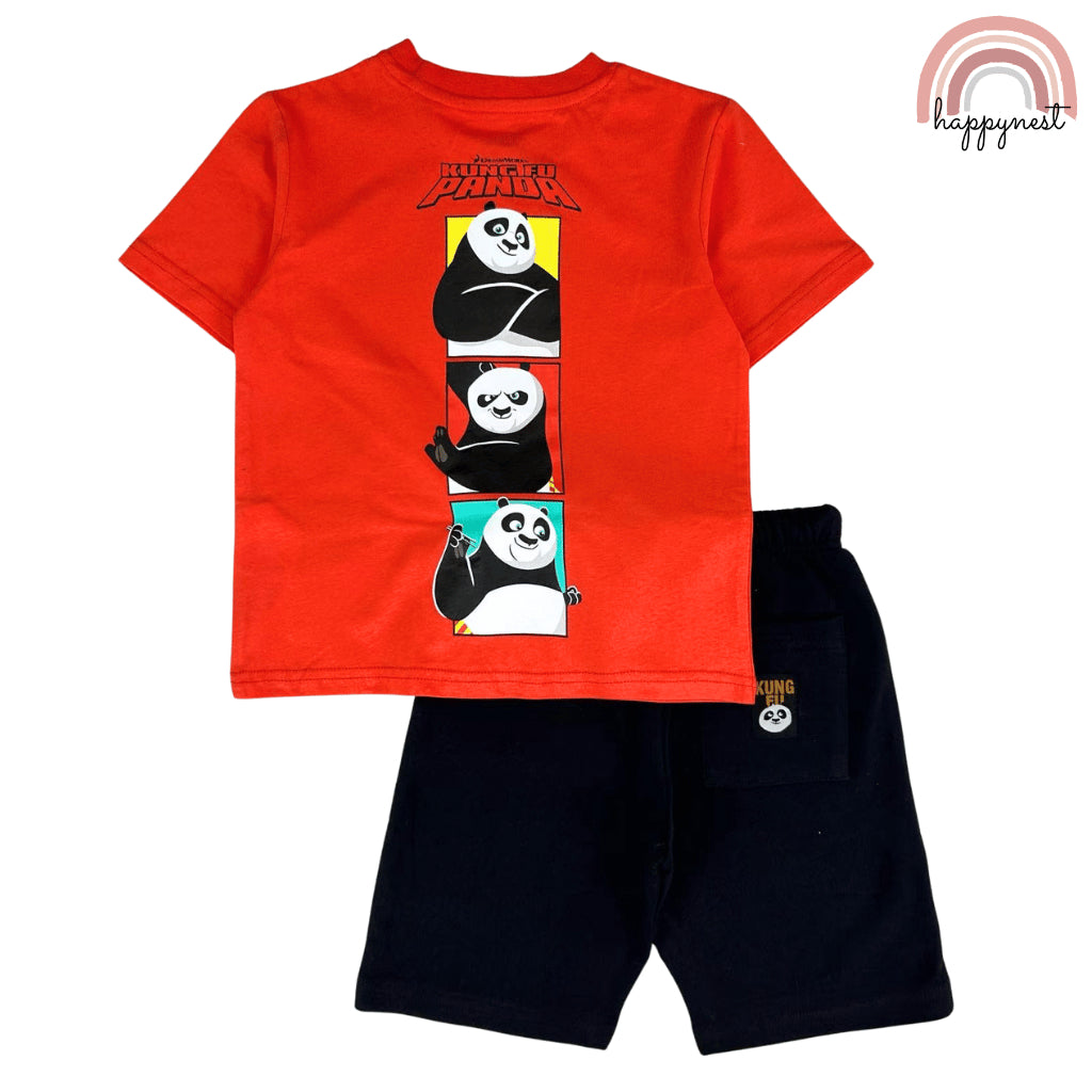 Kung Fu Panda Terno T-Shirt & Shorts Set for Kids Po Outfit Red Black 2-10Y AA449