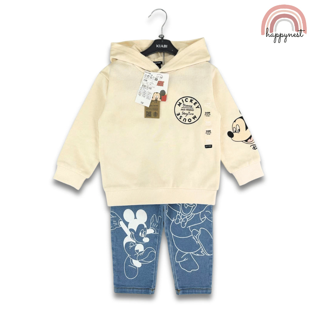 KIABI Mickey Mouse Boy Terno Hoodie & Denim Jeans (6M-4Y) | SS630