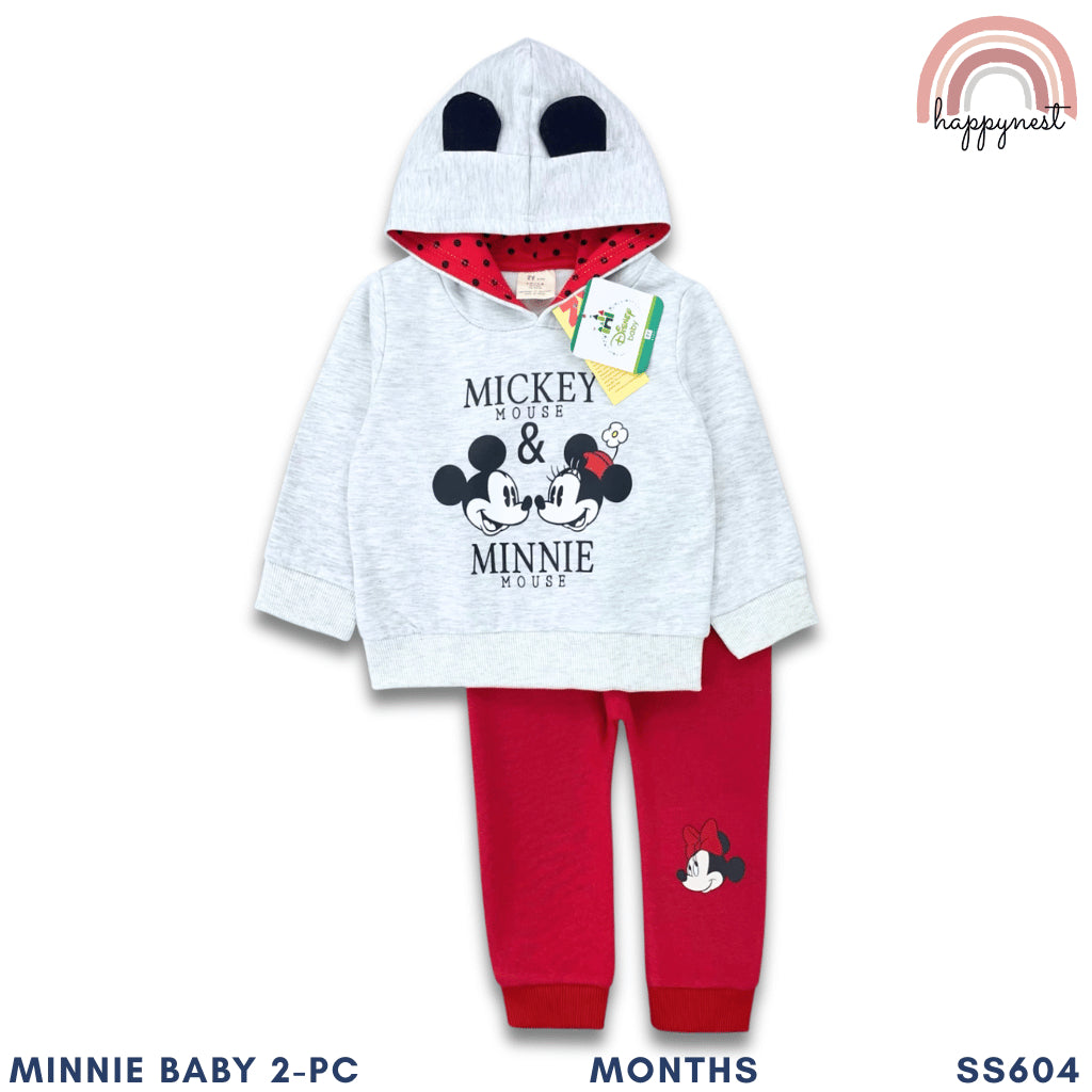 Mickey Minnie Baby 2PC Gray Red Hoodie Jogger Pants Girls 6-36 Months SS604