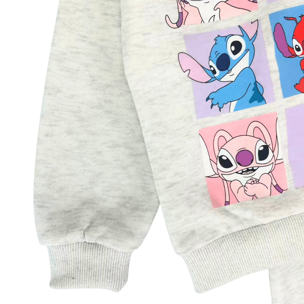 Stitch Terno Set Kids Girls Hoodie Sweatshirt & Jogger Pants Grey Fleece 2-8Y SS623