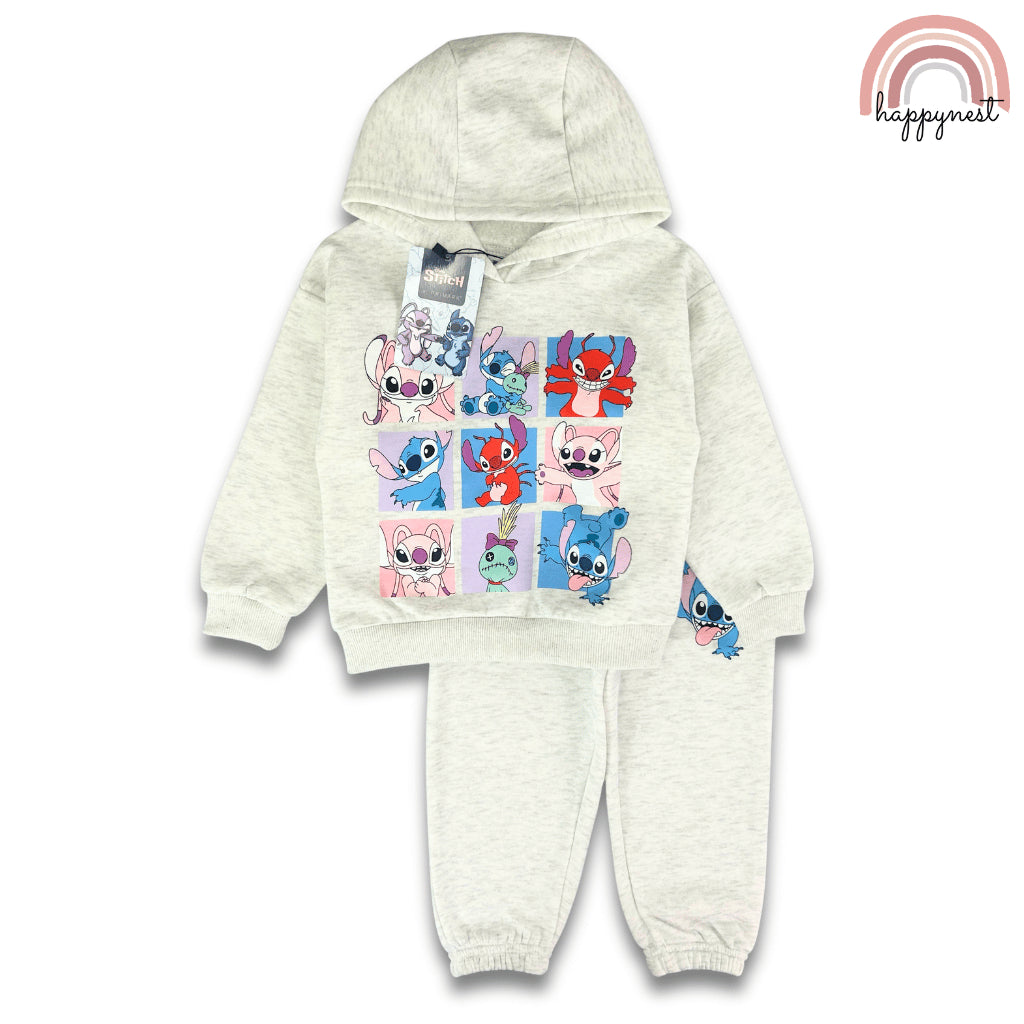 Stitch Terno Set Kids Girls Hoodie Sweatshirt & Jogger Pants Grey Fleece 2-8Y SS623