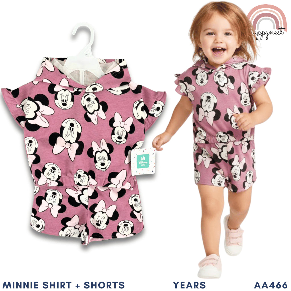 Minnie Girls 2-Pc Ruffle Hoodie & Shorts Set | Soft Cotton | 18 Months -  4 Year AA466