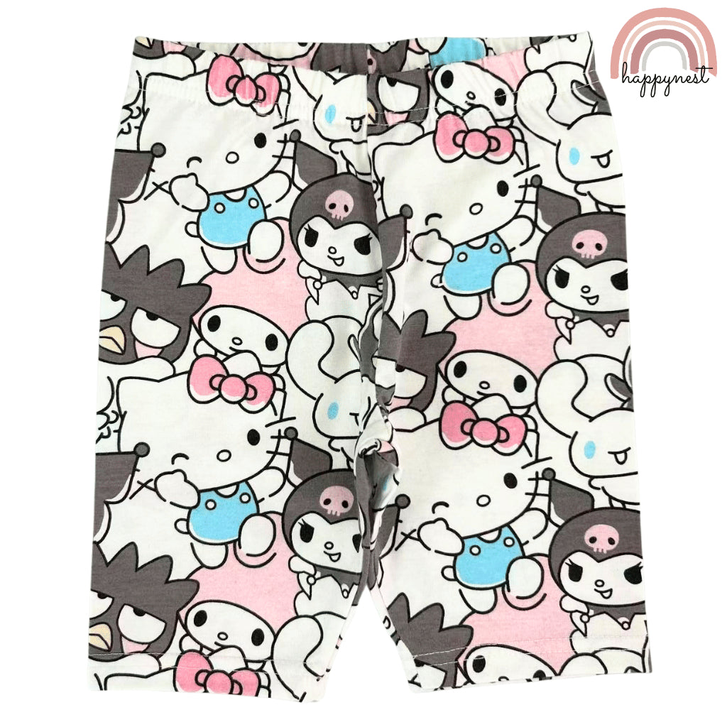Hello Kitty & Friends Girls 2-Pc T-Shirt & Bike Shorts Set | Sky Blue | 2-10 Years (AA482)