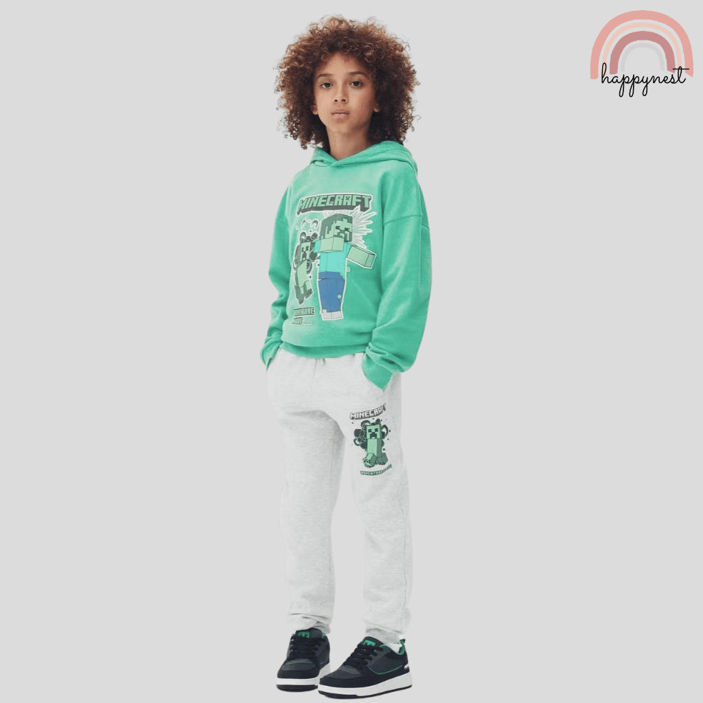 Minecraft Kids Boys 2-Pc Hoodie & Joggers Set | Teal Green Tracksuit | 2-8 Years (SS679)