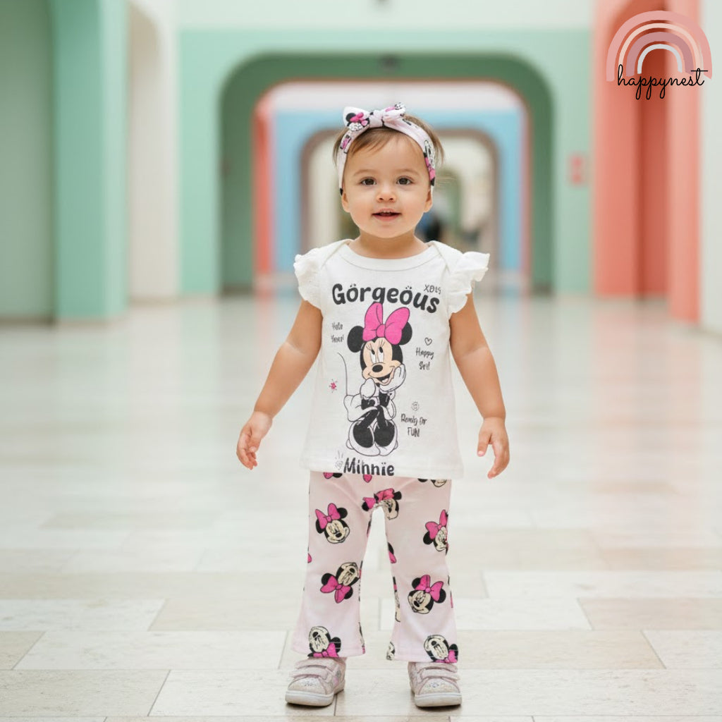Minnie Baby Girl 3-Pc "Gorgeous" Set | White & Pink | 3-24 Months | B74