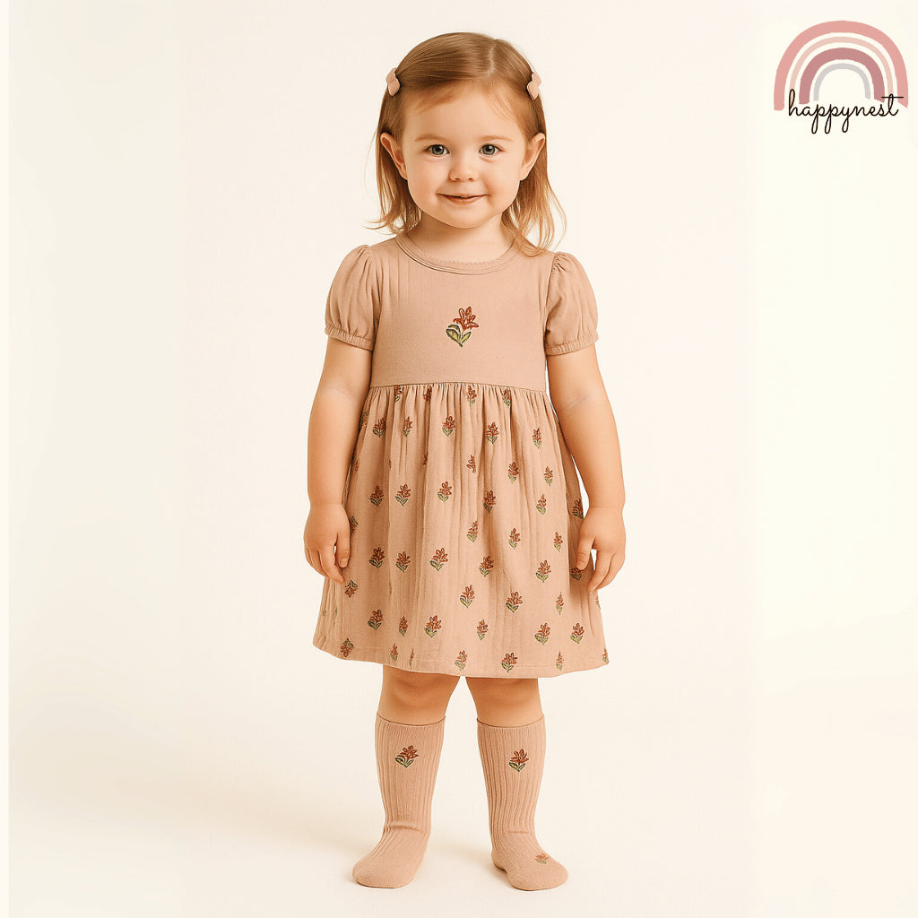 Rabbit Bear Baby Girl Dress Set 3pcs with Socks and Hair Clips Outfit 2-3 Years AA325