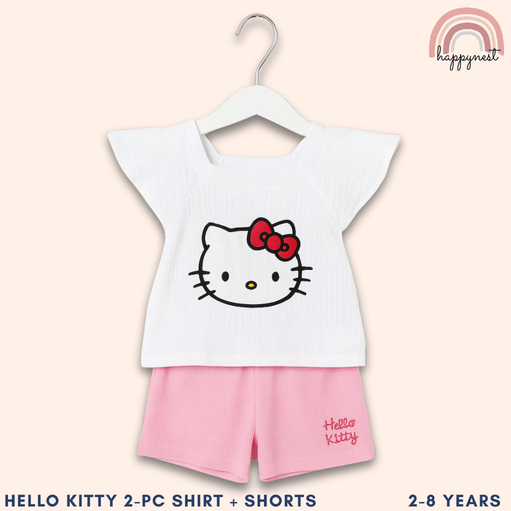 Hello Kitty Girls Shirt and Shorts Set - 2pc Outfit for Kids 2-10 Yrs | AA243