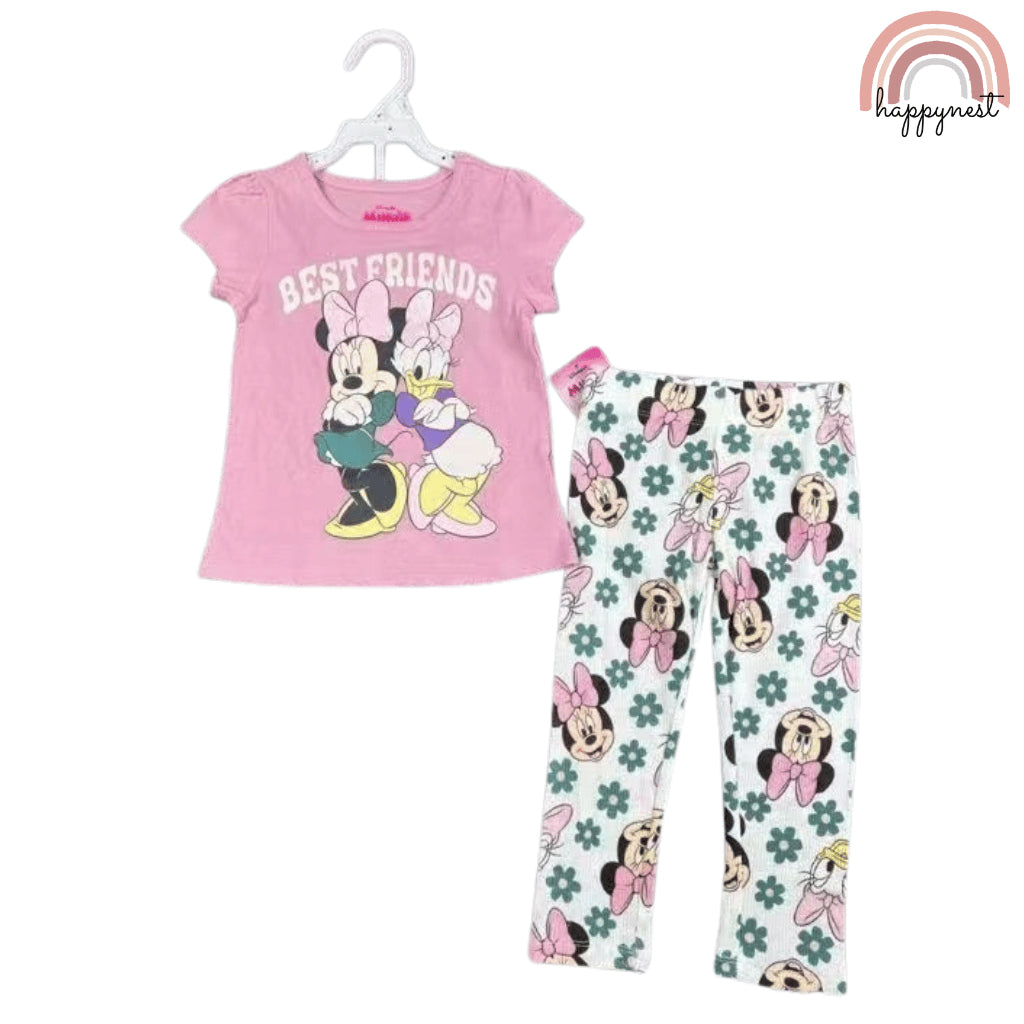 Minnie Girls Pink Tee & Floral Leggings Set 2–7Y  Soft Cotton AA305