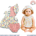 Floral 3-Piece Baby Set with Reversible Hat & Bloomer, 6–24 Months – AA255