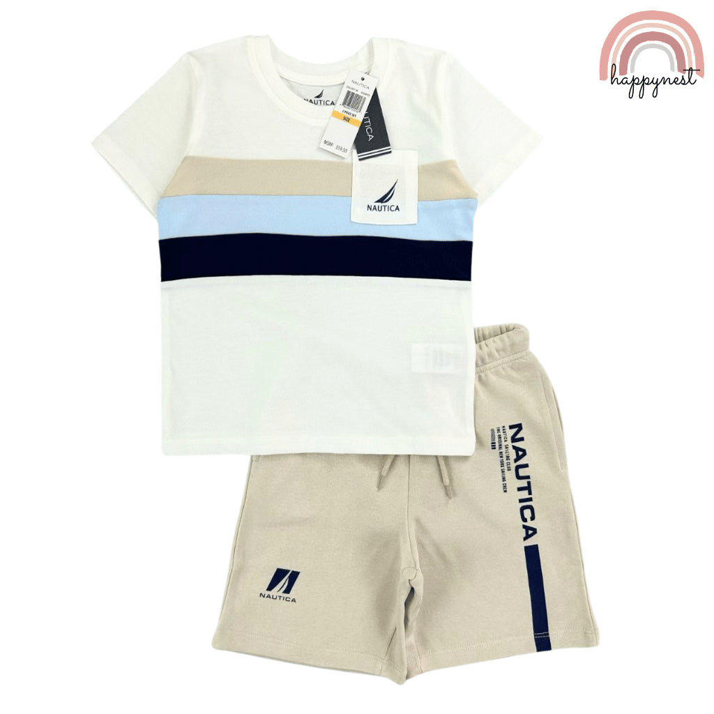 Nautica Boys 2-Piece Shirt & Shorts Summer Set (2–10 Years) | AA355