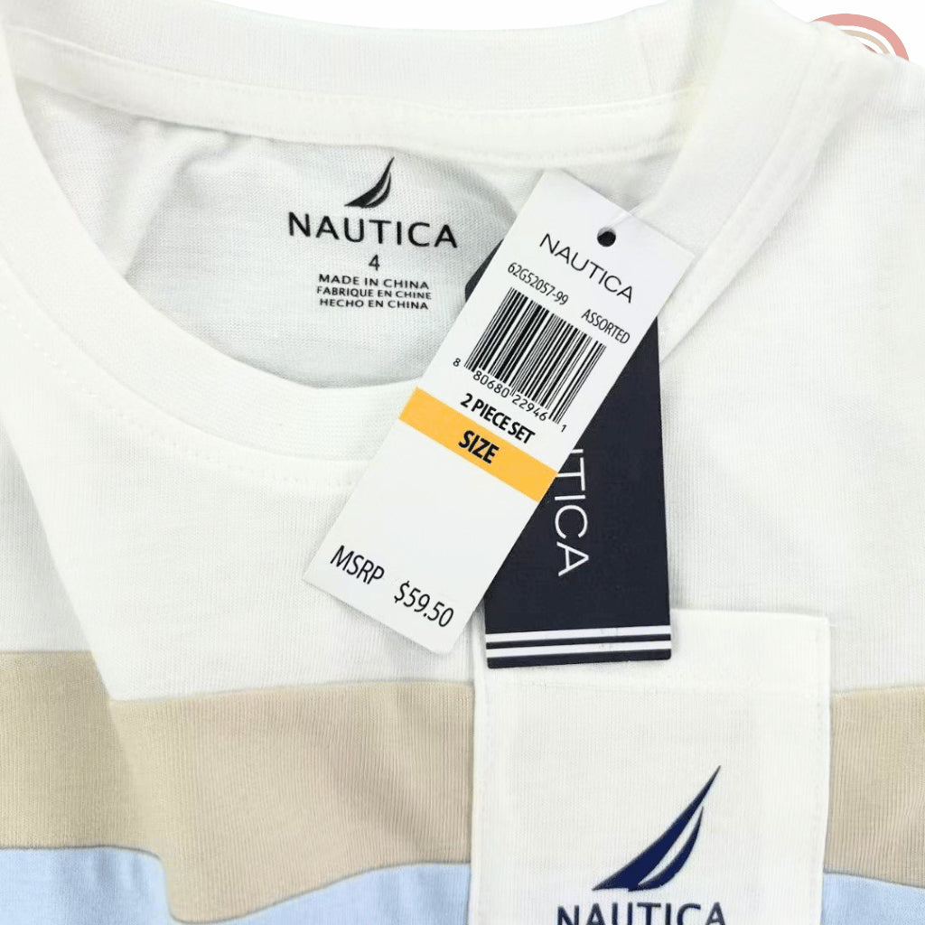 Nautica Boys 2-Piece Shirt & Shorts Summer Set (2–10 Years) | AA355