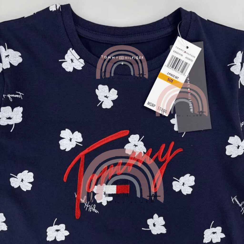 Navy Floral 2-Piece Girl Shirt & Shorts Set (2–10 Years) | AA353