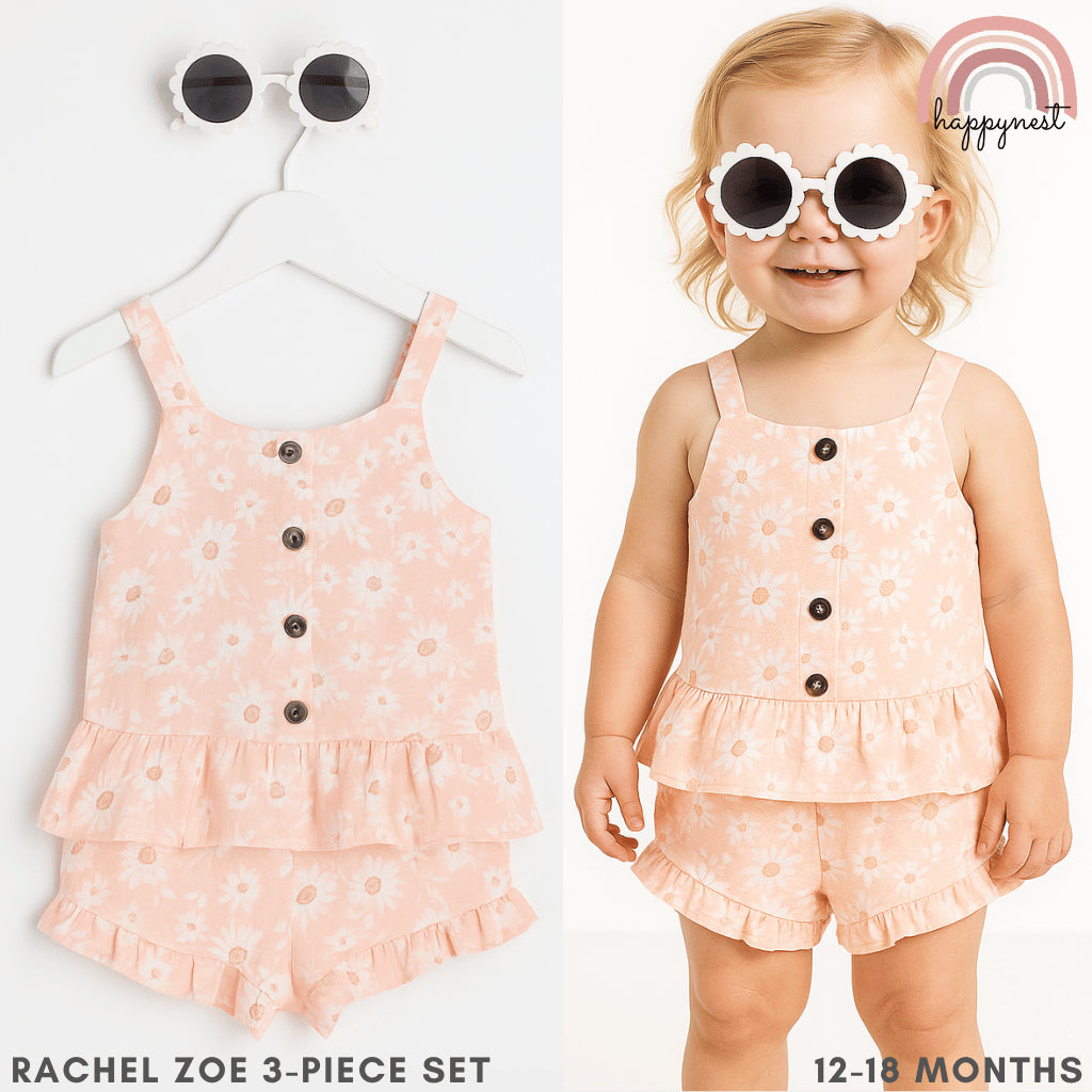 Baby Girls OOTD Summer Rachel Zoe Pink Floral 3-Piece Set for 12-24 Months AA251