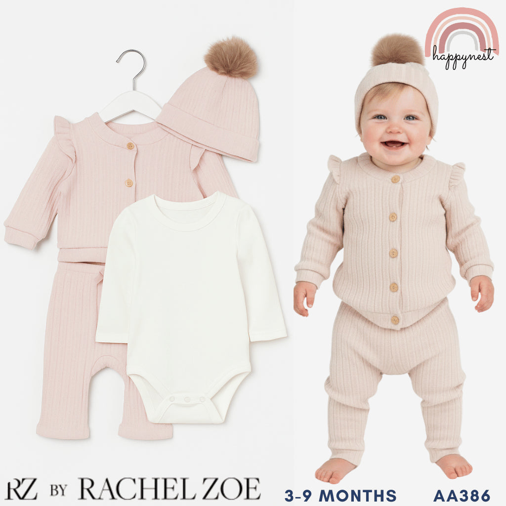 Baby Girl 2-PC / 3-PC / 4 PC Ruffle Long Sleeve Outfit Set Rachel Zoe 3-6-9 Months