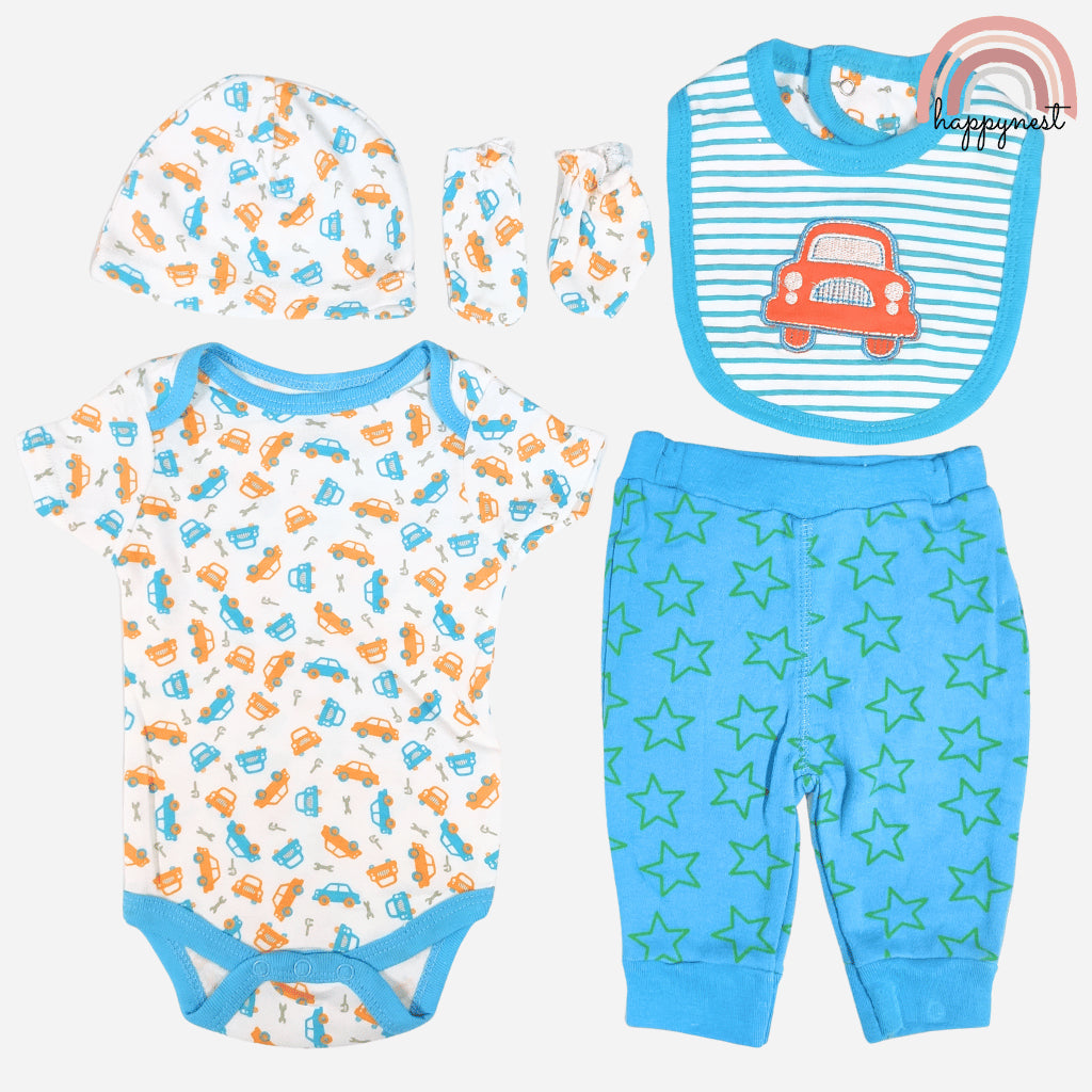 Baby Boy Set with Bib & Pants Blue 0–6 Months AA385