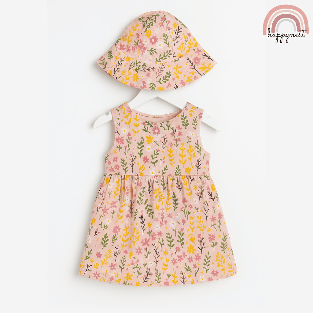 Nine West Floral Dress with Hat for Baby Girls 12–24 Months Old AA371