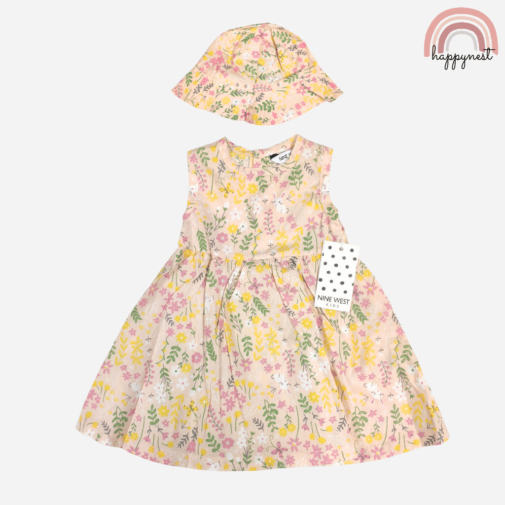 Pink Meadow Floral Dress & Hat Set for Girls 12-24M AA380